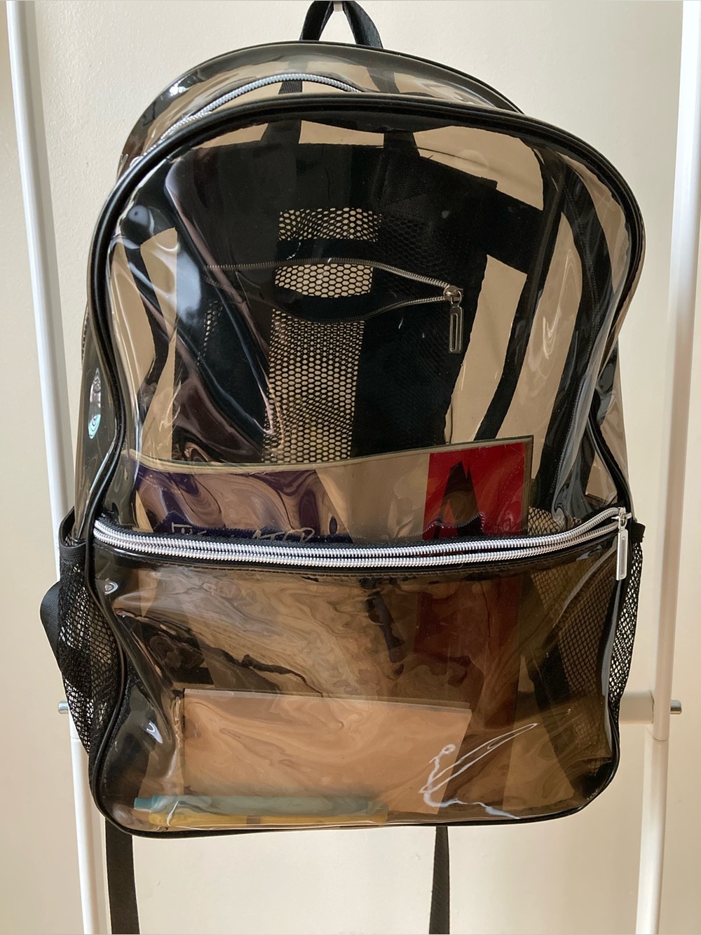 Clear PVC Backpack - Black Trim Transparent School & Travel Bag